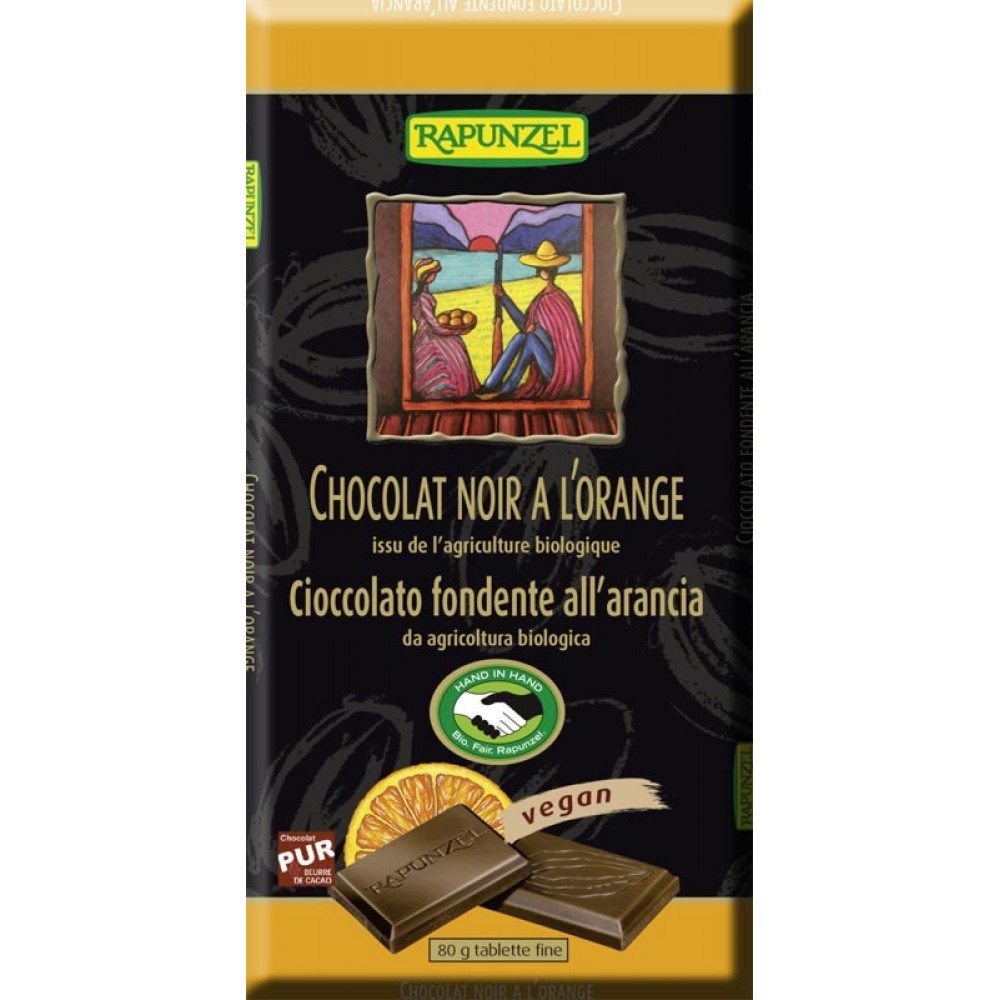 Ciocolata amaruie cu portocale 55 % cacao VEGANA